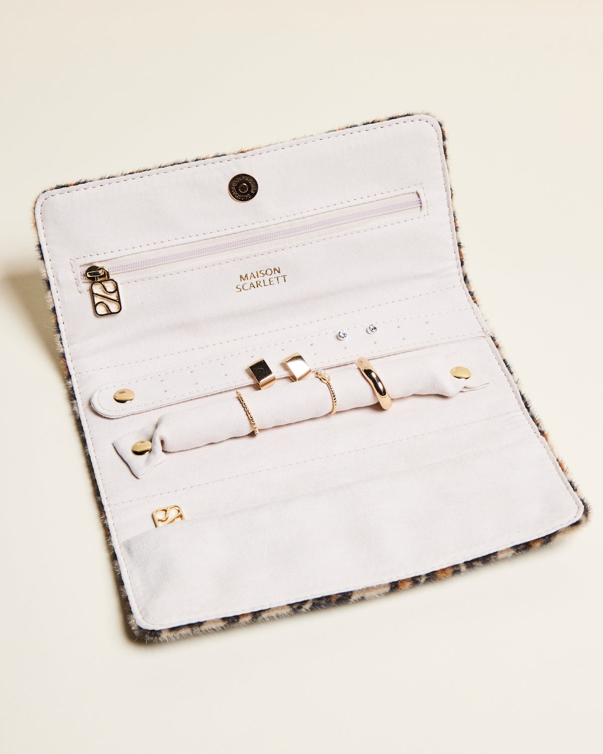 Catherine leopard velvet jewelry pouch