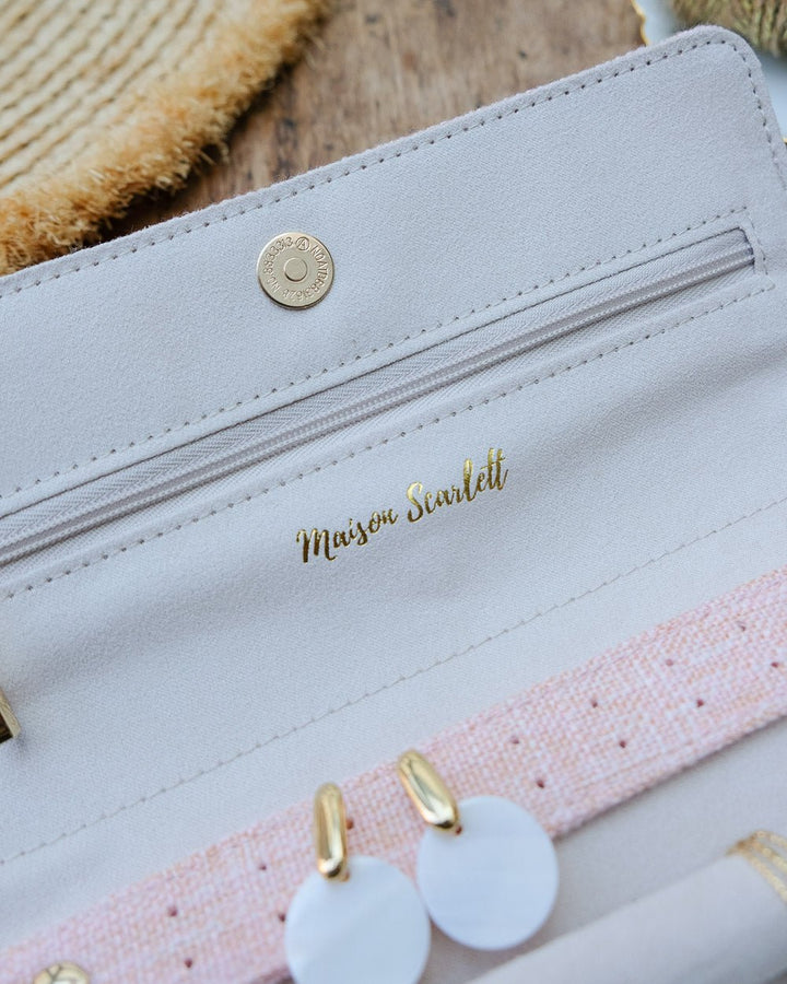 Catherine linen-effect jewelry pouch