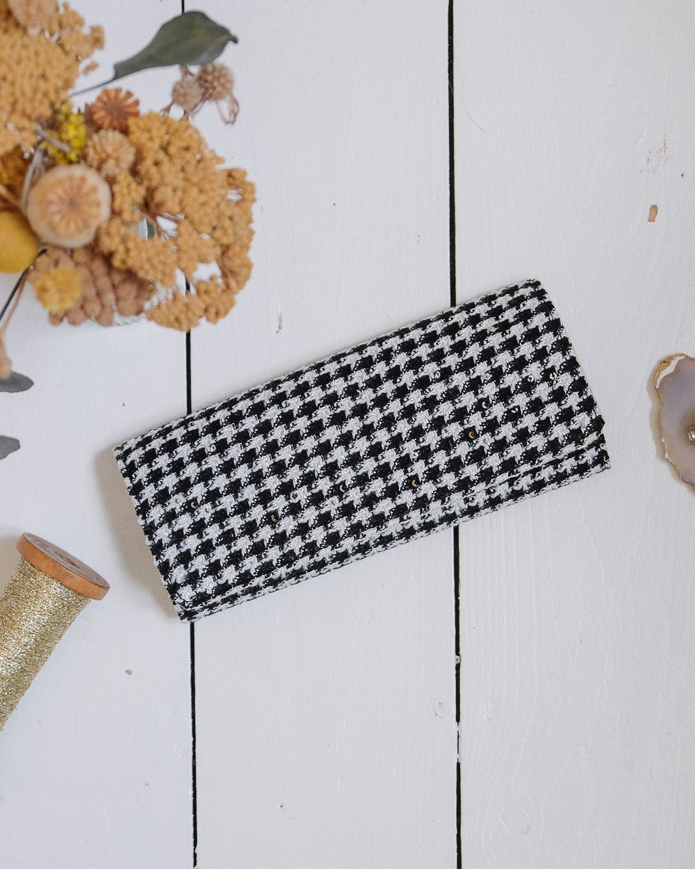 Catherine houndstooth travel jewelry pouch