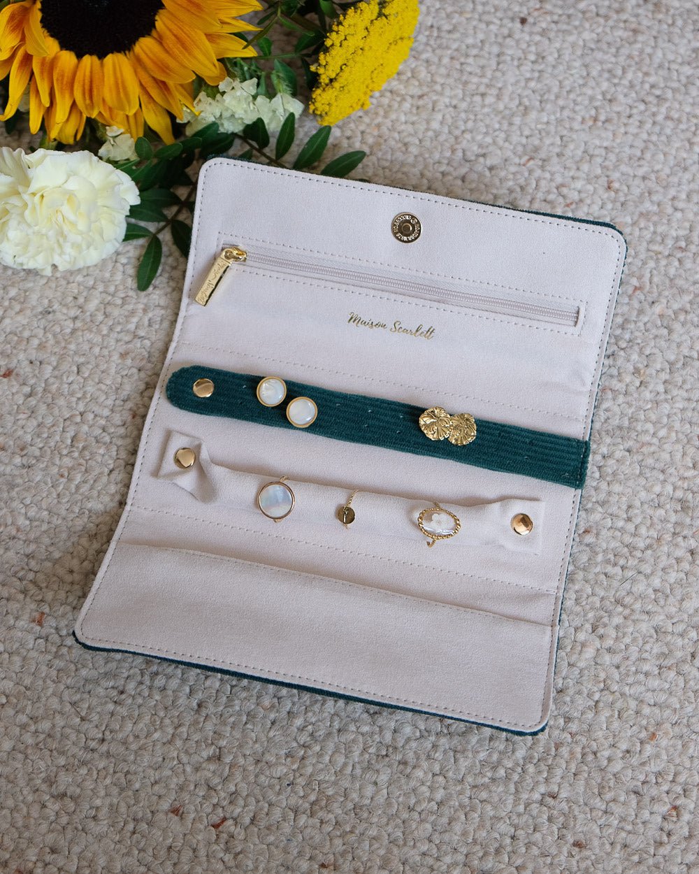Catherine corduroy travel jewelry pouch