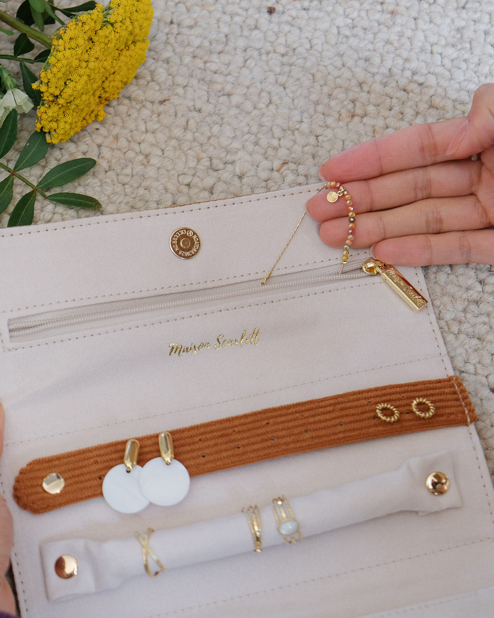 Catherine corduroy travel jewelry pouch-feature-3