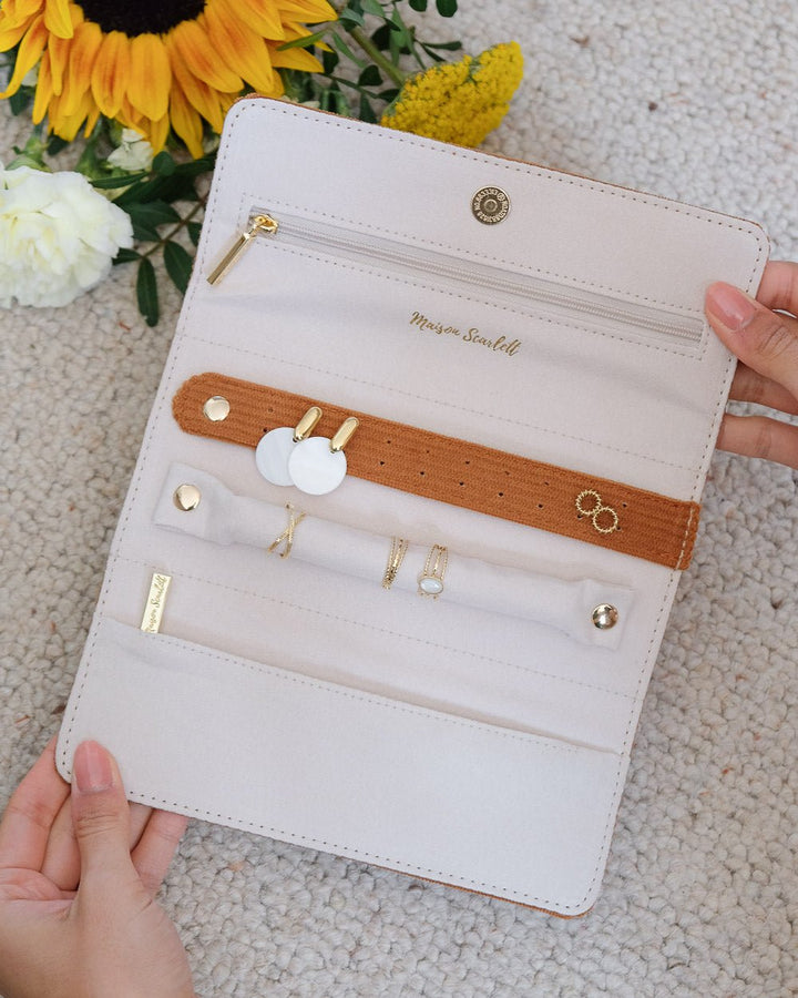 Catherine corduroy travel jewelry pouch