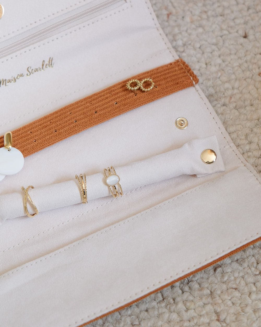 Catherine corduroy travel jewelry pouch