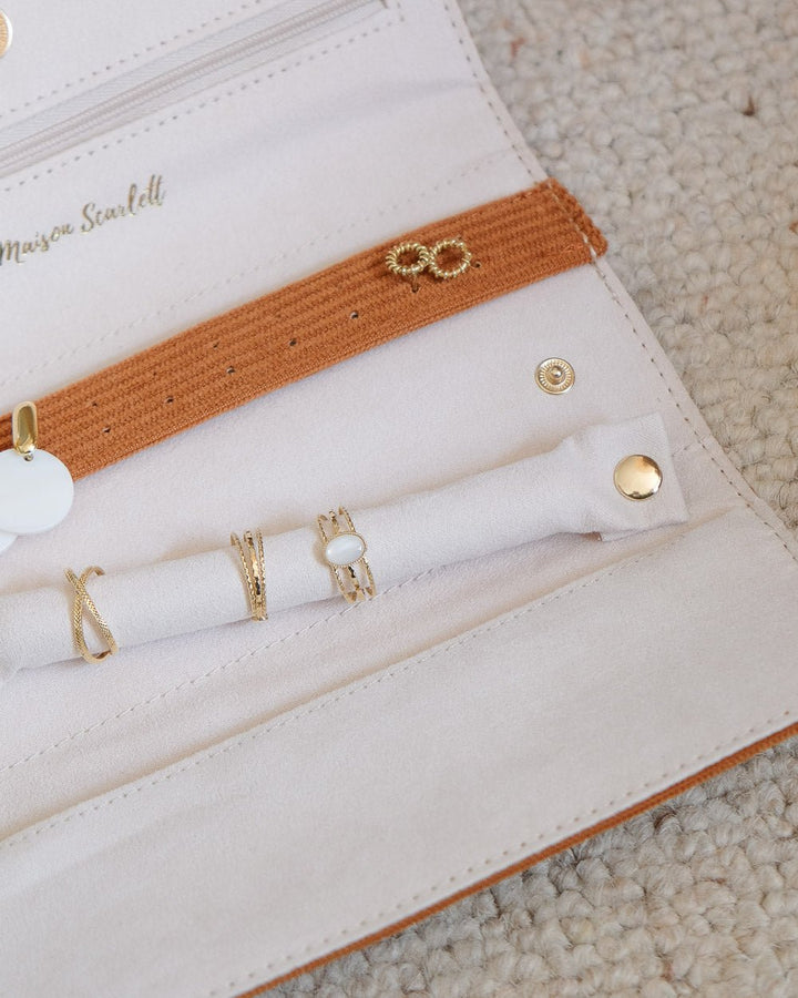 Catherine corduroy travel jewelry pouch