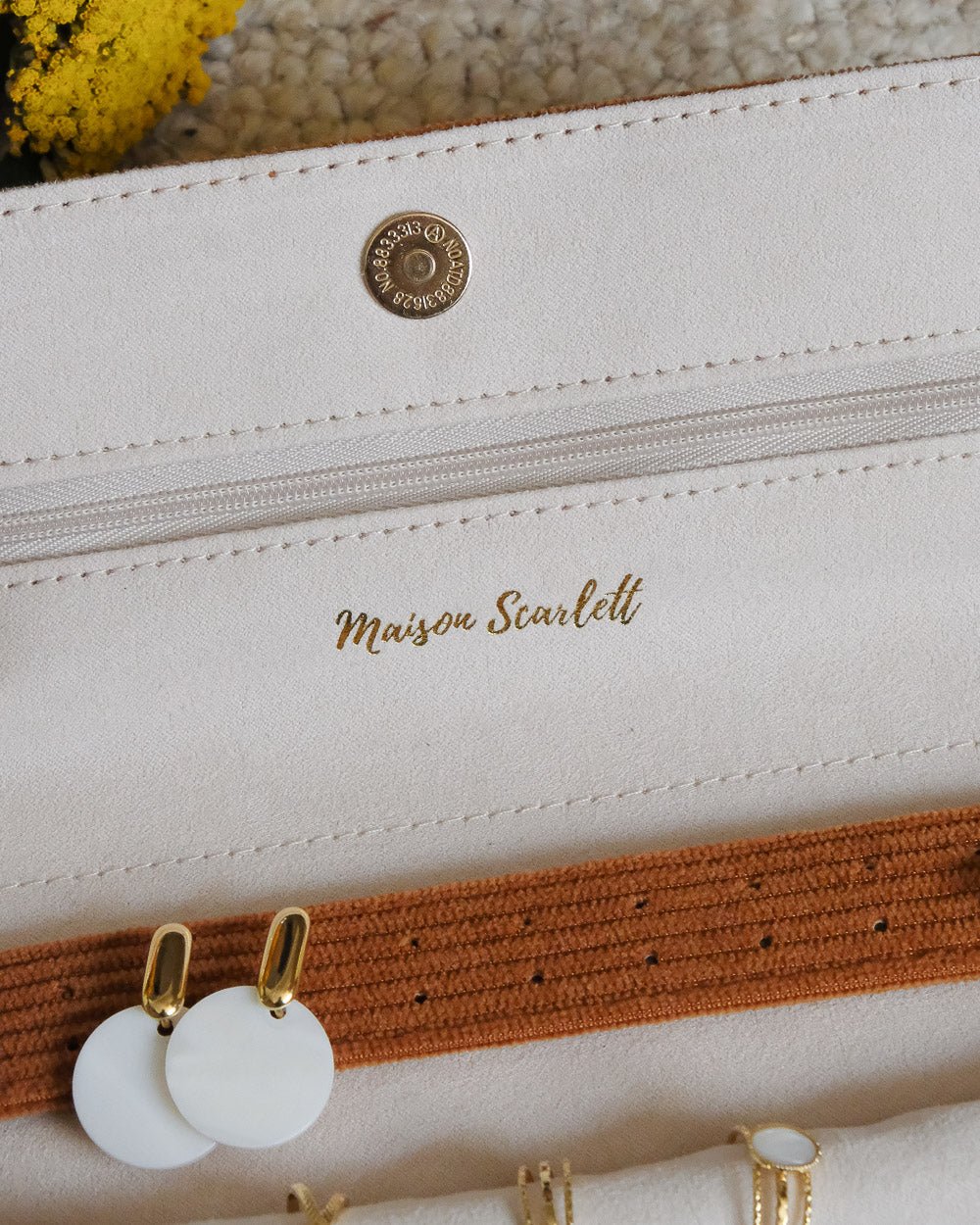 Catherine corduroy travel jewelry pouch