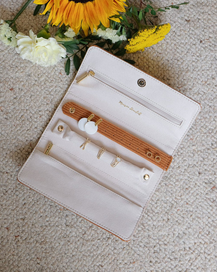 Catherine corduroy travel jewelry pouch