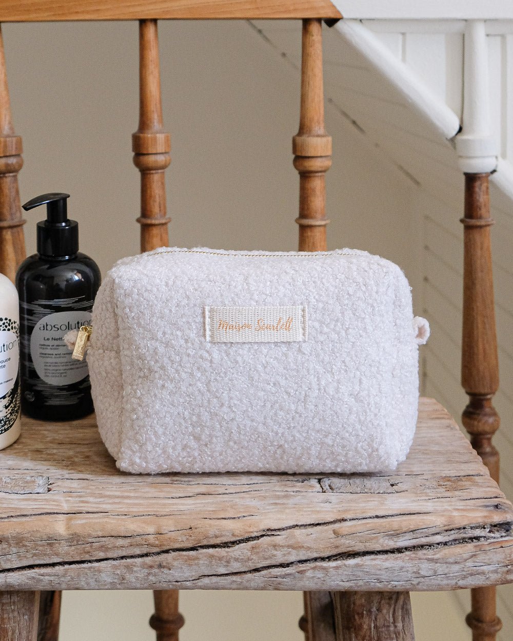 Charlotte faux-shearling toiletry bag - outlet